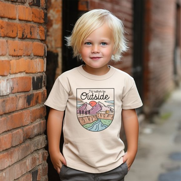 I'd Rather Be Outside Toddler & Youth Shirt - Outdoorsy Nature Lover Graphic Tee - Picture 4 of 4
